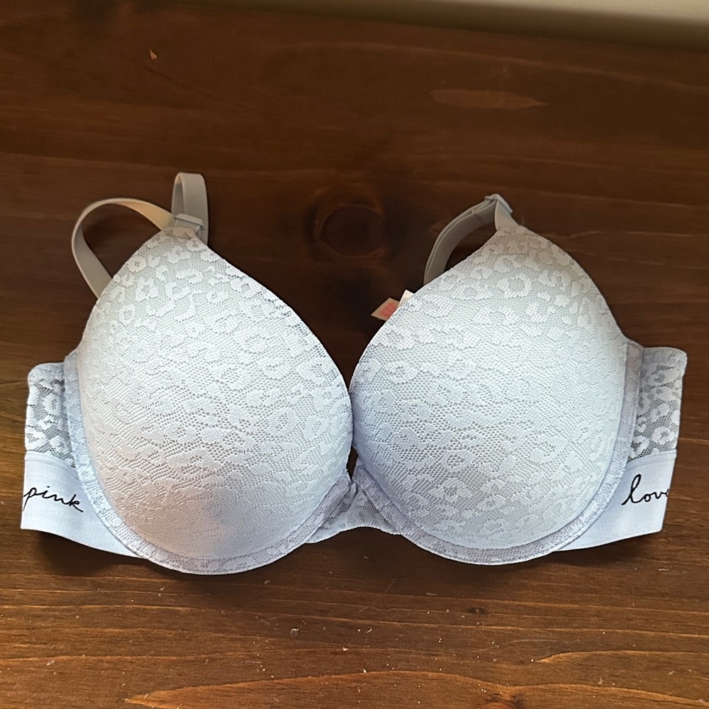 PINK Victoria's Secret Light Blue Lace Bra